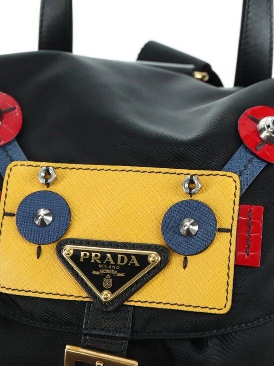 PRADA Robot Backpack Nylon Black Silver Auth 176514SAV main image 7